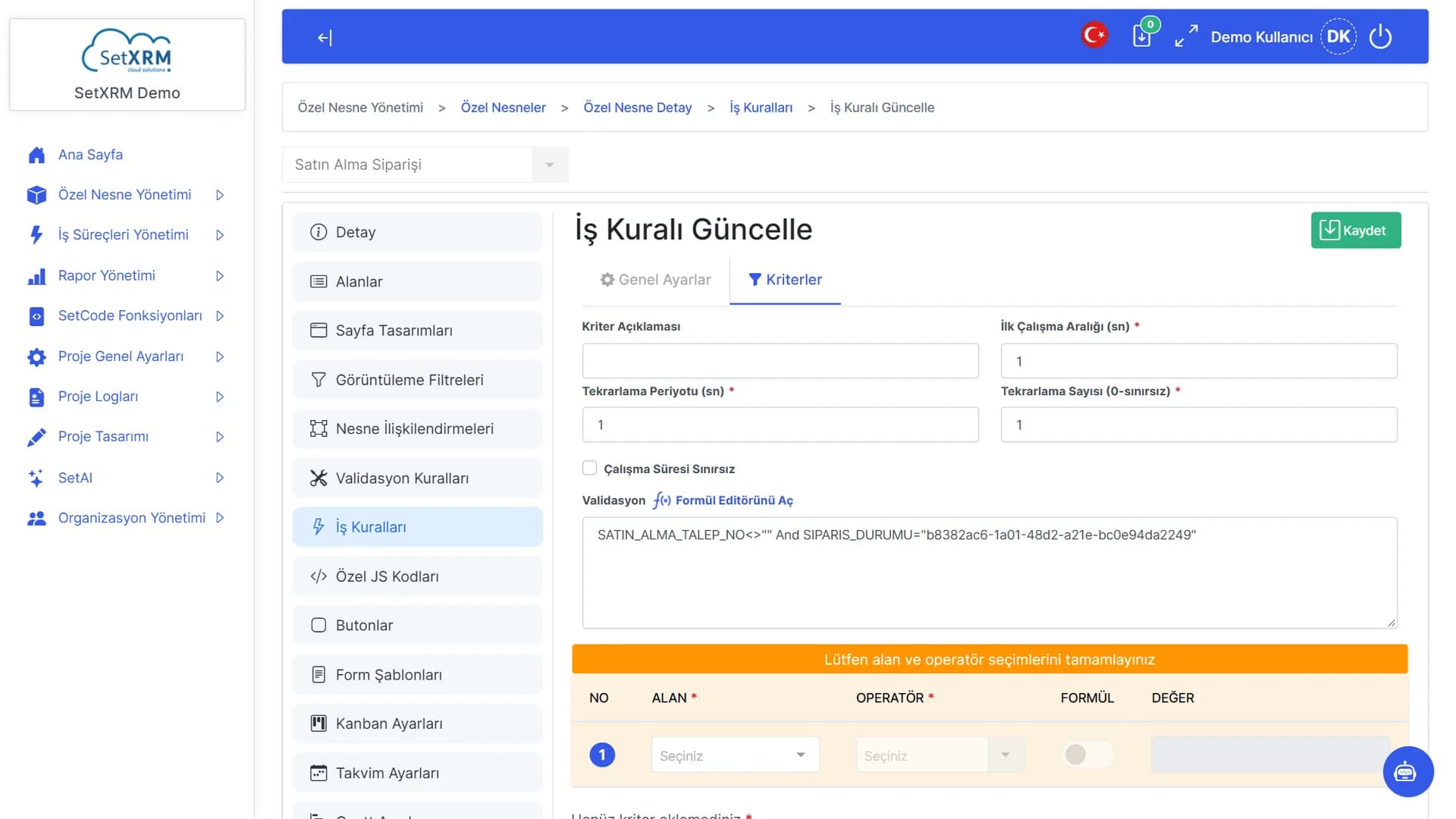 Formül tabanlı kriterler