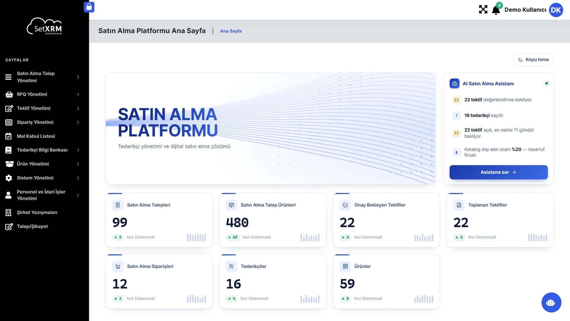 Satın alma platformu ve AI asistanı