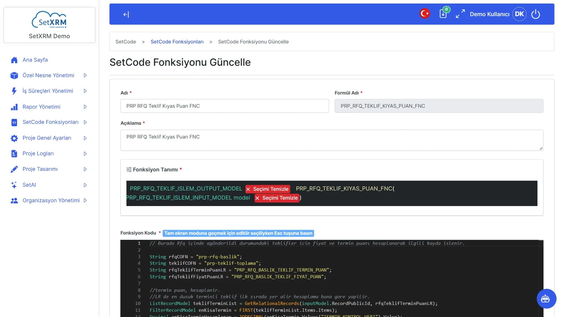 Tipli, okunabilir SetCode
