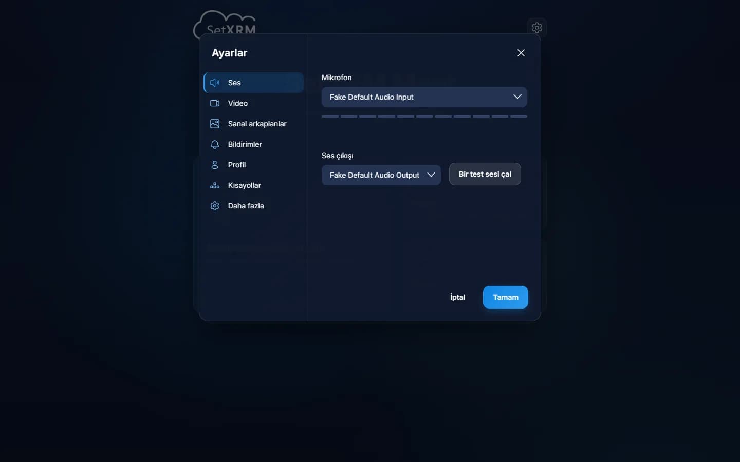 Audio, video and profile settings